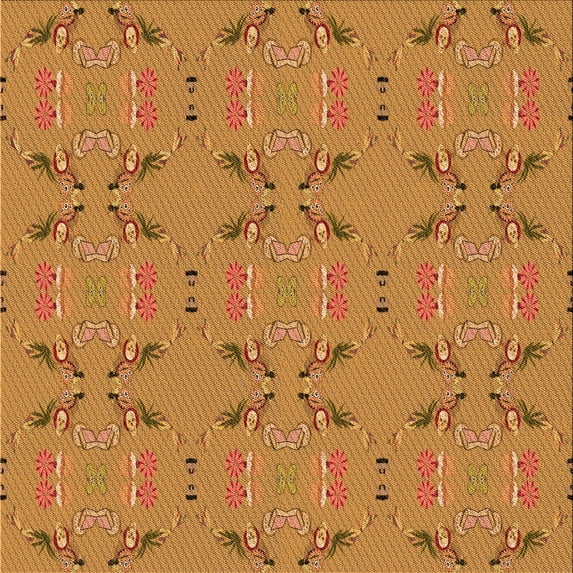 Ahgly Company Indoor Square Patterned Dark Orange Area Rugs, 8' Square