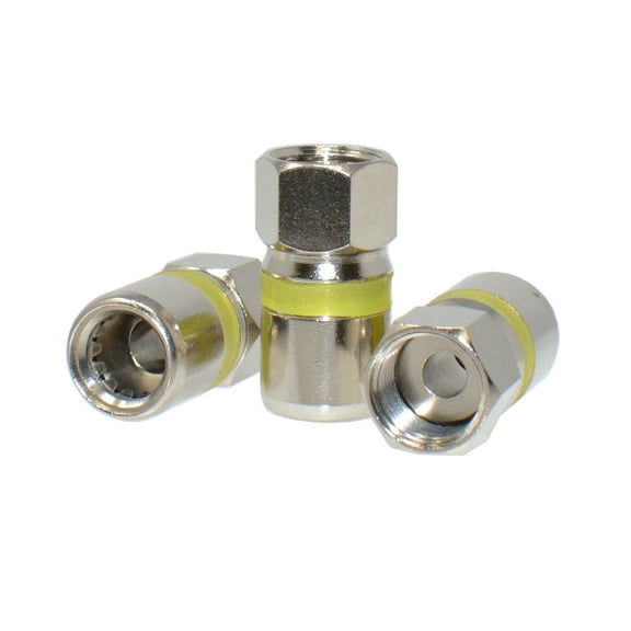 50 Pack RG6 Quad Shield Coaxial Self Lock F-Type Compression Connector