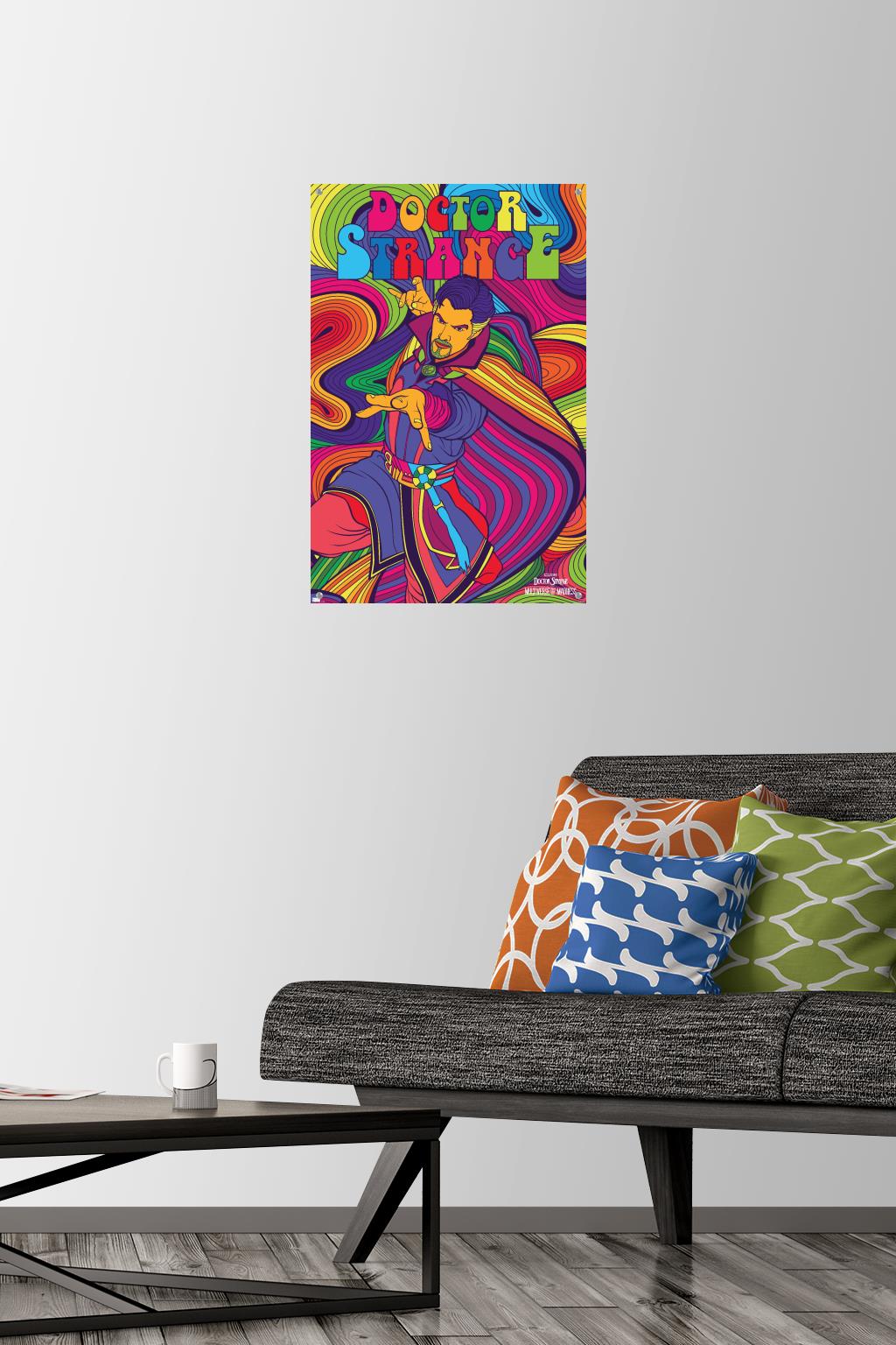 Marvel Doctor Strange in the Multiverse of Madness - Neon Wall Poster with Pushpins, 14.725" x 22.375"
