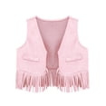 thumbnail image 3 of SiiRoh Fringe Vest Baby Faux Suede Open-Front Vintage Tassel Vest Coat Hippie Western Cowboy Cowgirl Pink 6-12M, 3 of 7