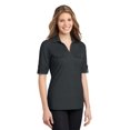 thumbnail image 4 of Port Authority Ladies Oxford Pique Double Pocket Polo-M (Black/ Monument Grey), 4 of 6
