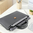 thumbnail image 4 of Eoozwa Extendable Large Capacity Laptop Bag Wear Resistant PU Leather Computer Handbag with 3 Layer Storage, Easy Access Business Briefcase, 4 of 6