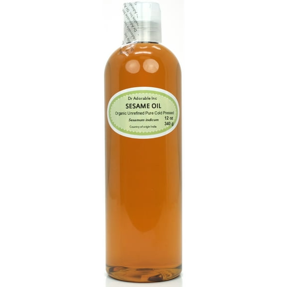 Dr. Adorable - 100% Pure Sesame Seed Oil UNREFINED - Organic Cold Pressed Extra Virgin - 12 oz