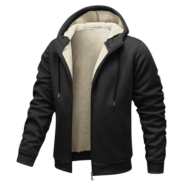 Oleda Veste en flanelle polaire à fermeture éclair intégrale pour homme - Veste en coton à capuche - Manteau d'hiver, Brun, TT-Grand