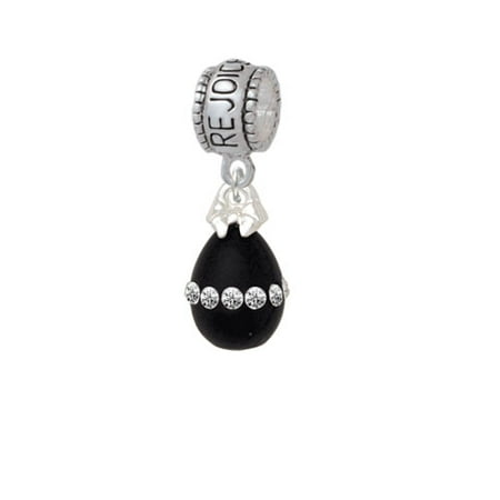 Easter Egg Bead - Black Easter Egg with Clear Crystal Band - Rejoice Charm Bead