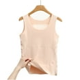 thumbnail image 4 of Wyongtao Seamless Tank Top for Women with Built-in Padded Bra Adjustable Wide Strap Camisole Velvet and Thick Cami Shirts,Beige L, 4 of 5