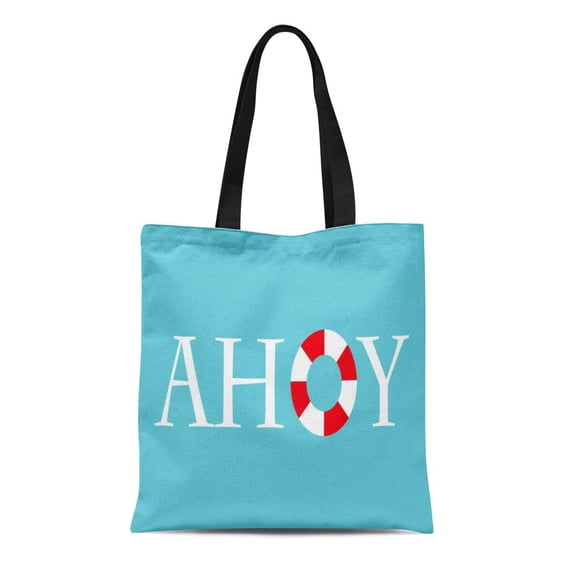 SIDONKU Canvas Tote Bag Captain Ahoy Clipart Cruise Cute Device Farewell Float Floatation Durable Reusable Shopping Shoulder Grocery Bag