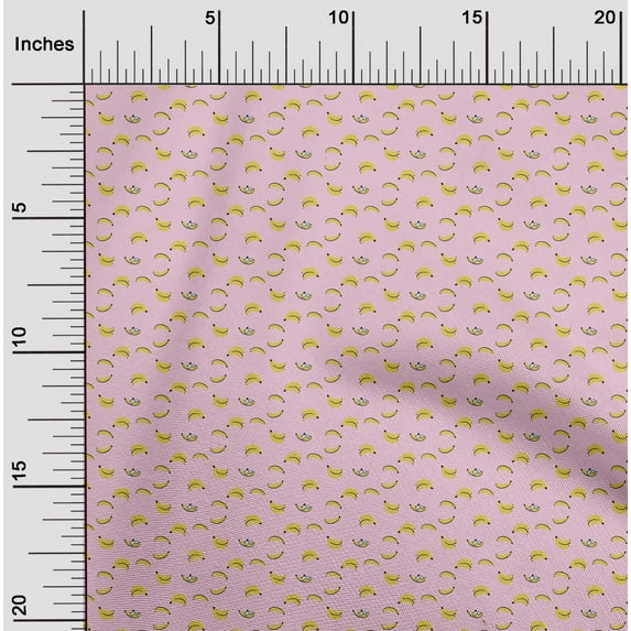 oneOone Cotton Silk Blush Pink Fabric Dog & Banana Fruits Sewing Craft Projects Fabric Prints By Yard 42 Inch Wide
