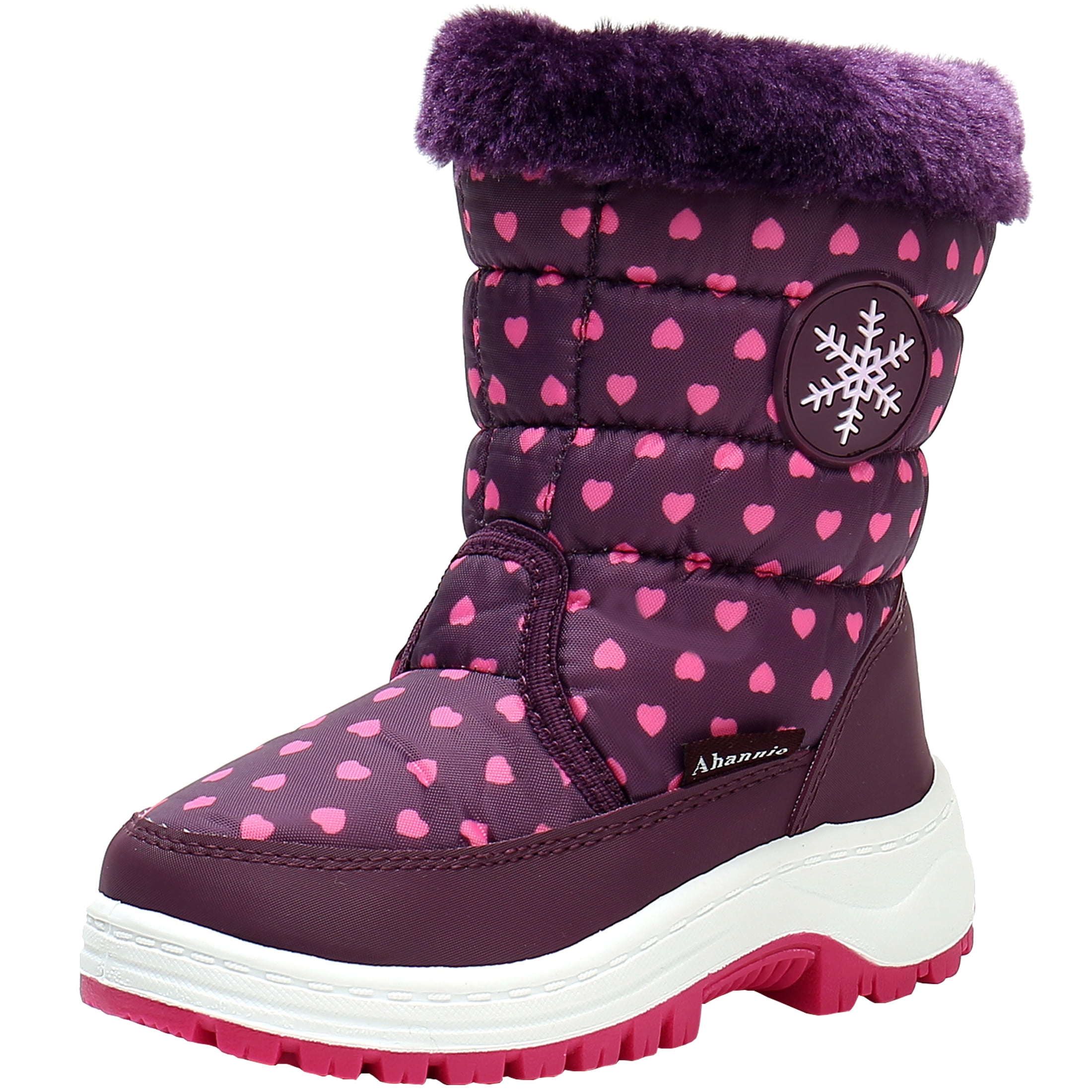 Ahannie Girls Warm Snow Boots,Kids Outdoor Insulated Winter Boots