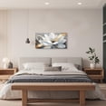 thumbnail image 4 of ZHONGYUTONG White Floral Canvas Wall Art Large Flower Gold Pictures Wall Decor Minimalist Lotus Paintings for Living Room Bedroom Decor Framed (18.00" x 36.00"), 4 of 5