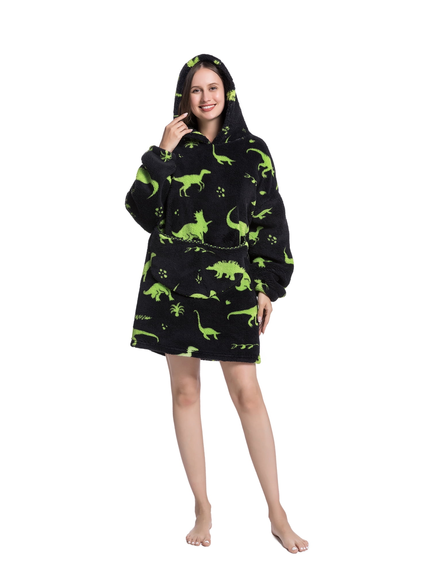 Oversized Hoodie Blanket Wearable Blanket Sweatshirt Plush Warm Cozy Fleece Top for Women Men Kids