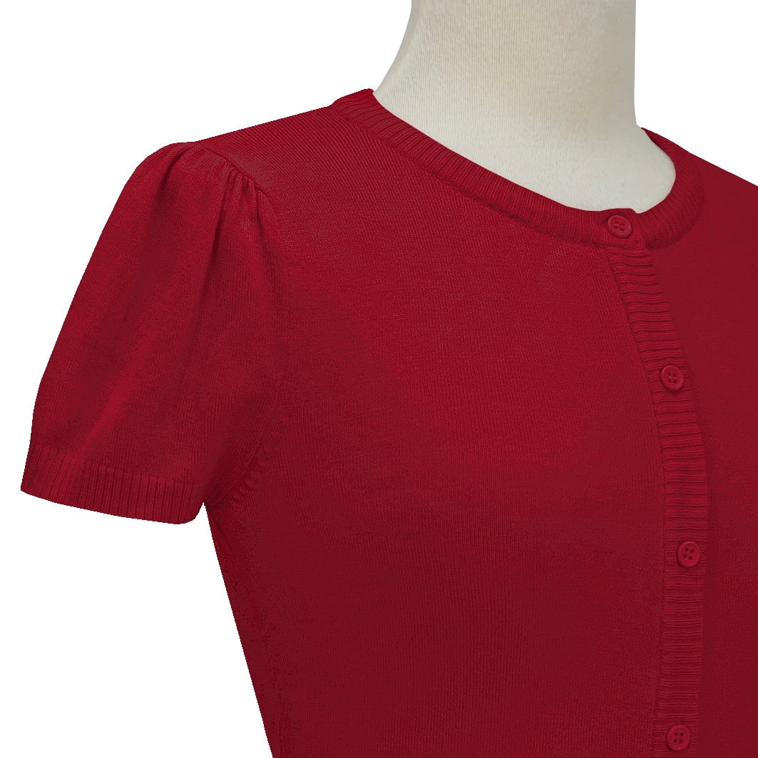 YEMAK Women's Cropped Bolero Button Down Short Sleeve