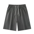 thumbnail image 2 of Summer Shorts for Mens Big and Tall with Pockets Elastic Waist Solid Color Casual Shorts Running Gym Stretch Summer Workout Pants Gifts for Men Gray 3XL, 2 of 4