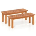 thumbnail image 1 of Costway 2 PCS 2-Person Outdoor Backless Bench with Slatted Seat Rustic Wooden Entryway Bench, 1 of 7