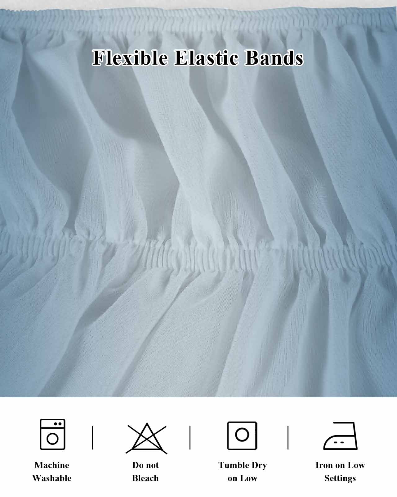 Blue Ombre Bed Skirt Cal King Size, Modern Gradient Abstract Art Wrap Around Bed Skirting with Adjustable Elastic Strap, Dust Ruffled Pleated Bedskirts 18 Inch Drop for Bedroom Cal King Beds