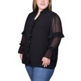 thumbnail image 2 of Plus Size Long Sleeve Dotted Chiffon Blouse, 2 of 3