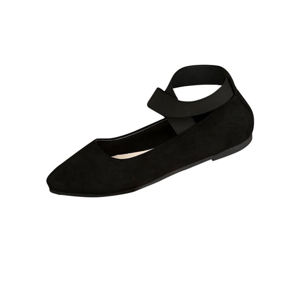 hlysgo Ankle Strap Flats for Women Women Flat Ballerina Shoes Ballet Flats with Strap Black 38