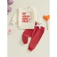 thumbnail image 4 of Baby Toddler Boy Valentine’s Day Outfits 3 6 12 18 24 Months 2T 3T Long Sleeve Sweatshirt + Solid Color Pants Set Toddler Clothes, 4 of 9