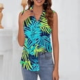 thumbnail image 4 of Avrnliq Womens Tropical Leaf Print Sleeveless Blouse Collared Button-Down Stretch Summer Resort Wear S-XXXL,Size 3XL, 4 of 6