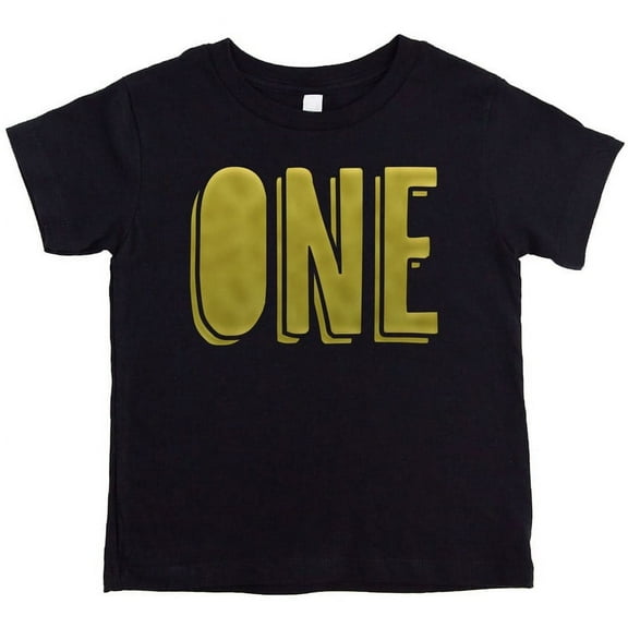 Bold One 1st Birthday T-Shirts for Baby Girls and Boys First Birthday Outfit Gold on Black Shirt 12 Months