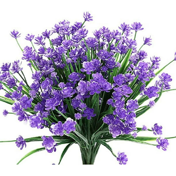 8 Bundles Artificial Outdoor Flowers Fake Flowers Green Shrubs Garden Porch Outdoor Artificial Flowers Decorate