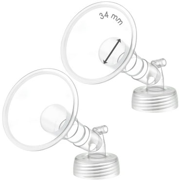 2X 34 mm Maymom Two-Piece Wide Neck Pump Parts for Spectra S1/S2 Pumps; Incl Wide Mouth Flanges; Not Original Spectra Flange