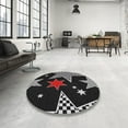 thumbnail image 3 of Ahgly Company Indoor Round Patterned Black Novelty Area Rugs, 5' Round, 3 of 6