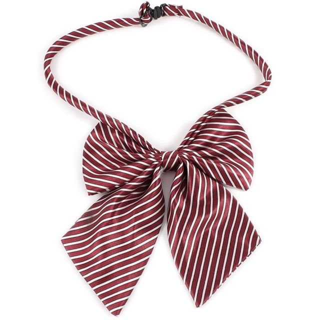 Pajarita Ajustable Allegra K patrón de Rayas Corbata de Moño Nudo de Proa Pre-Atado Rojo Vino Talla única