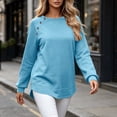thumbnail image 5 of Warop Fall Long Sleeve Shirts for Women Solid Color Crew Neck Tops Sleeves with Deco Buttons Casual Loose Sweatshirt, 5 of 7