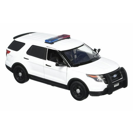 2015 Ford Unmarked Police Interceptor Utility w/Lights and Sounds, White - Motormax 79535 - 1/24 Scale Diecast Model Toy