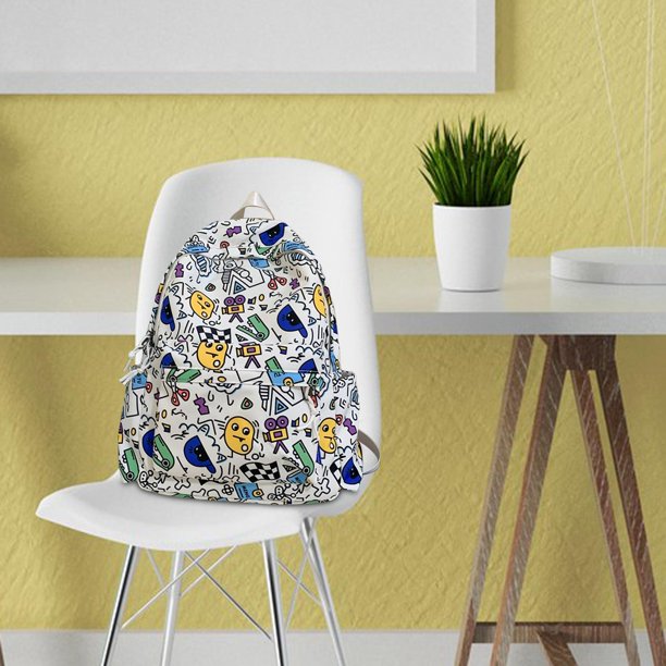 Mochila Mochila de Mano Mochila con Patrón de Dibujos Animados Bolsillos Múltiples Mochilas Escolares Mochila de Viaje para Hombres Niños Niñas Trabaj Vistoso