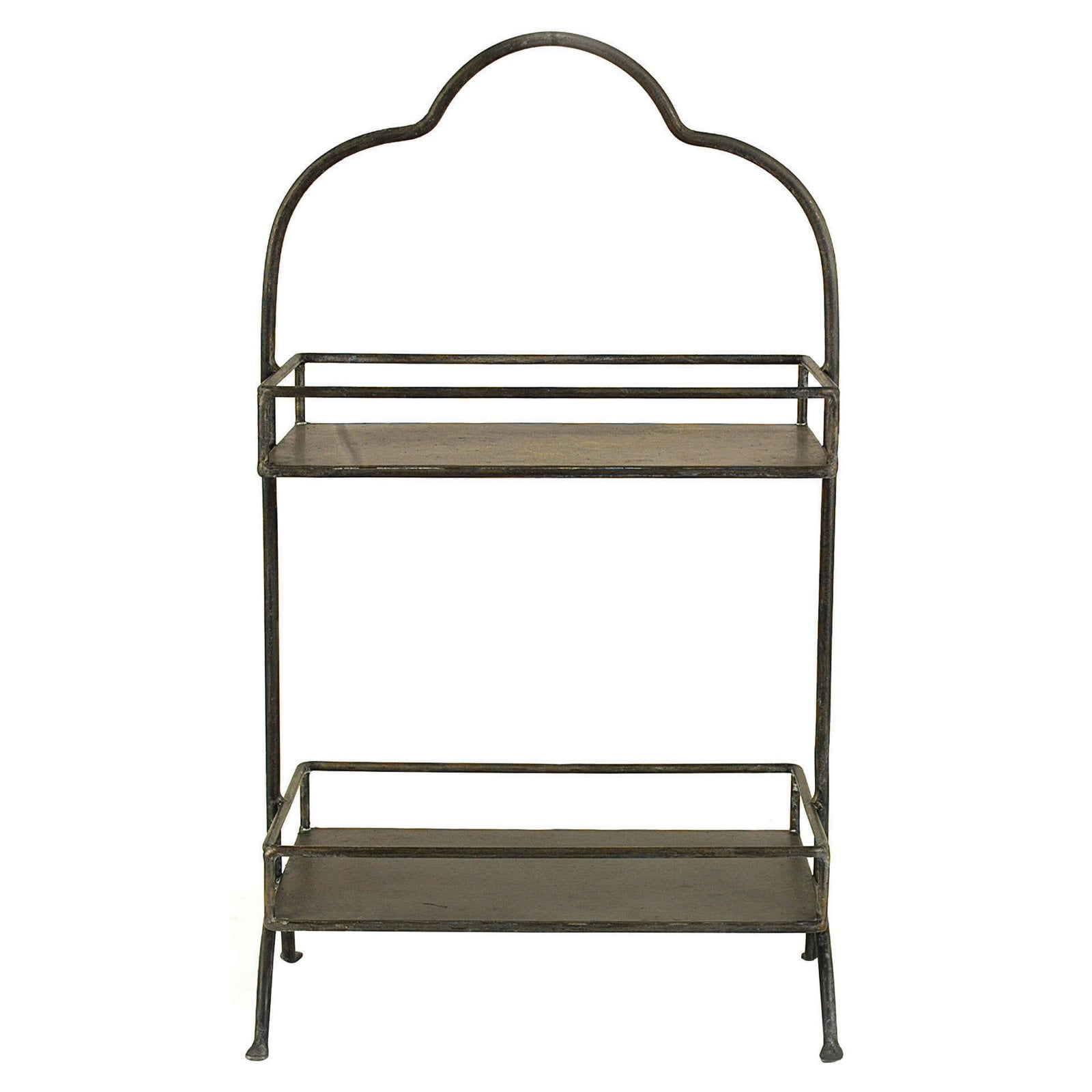 Metal 2 Tier Tray - Storied Home: Decorative, Space-Saving Organizer, Black Wire Sides