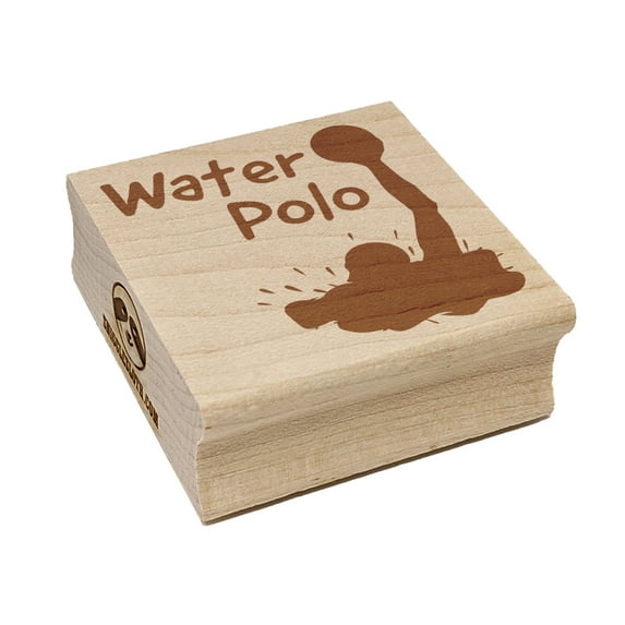 Water Polo Player in Water Fun Text Square Rubber Stamp Stamping Scrapbooking Crafting - Small 1.25in