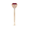 thumbnail image 3 of ANGARA Natural 1.25 ct Ruby Engagement Ring with Trio Diamond Accents in 14K Rose Gold for Women (Size-8x6mm) | July Birthstone, Anniversary, Jewelry Gift for Women | Natural Ruby Ring, 3 of 9
