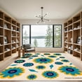 thumbnail image 2 of ODIKA 5'x7' Machine Washable Non-Slip Area Rug, Retro Floral Bloom Teal Green High Traffic Rug with Pad, Beige, 922672, 2 of 8