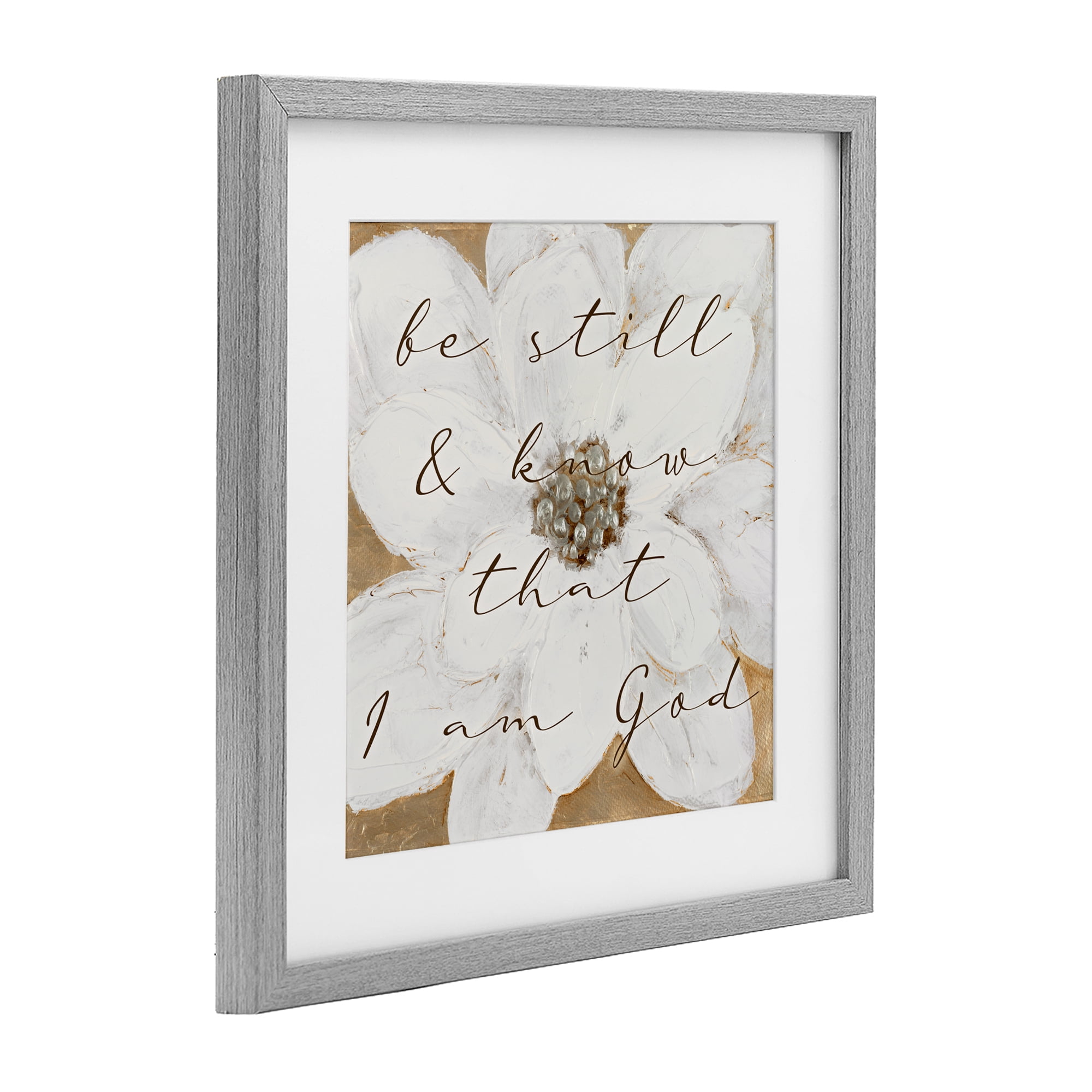 Stupell Industries Be Still with White Magnolia Gray Framed Print Under Glass, design by Lanie Loreth