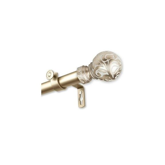 Adjustable Curtain Rod 160-240 Inch - Single Rod for Windows, Light Gold Finish, Elegant Drapery Hardware