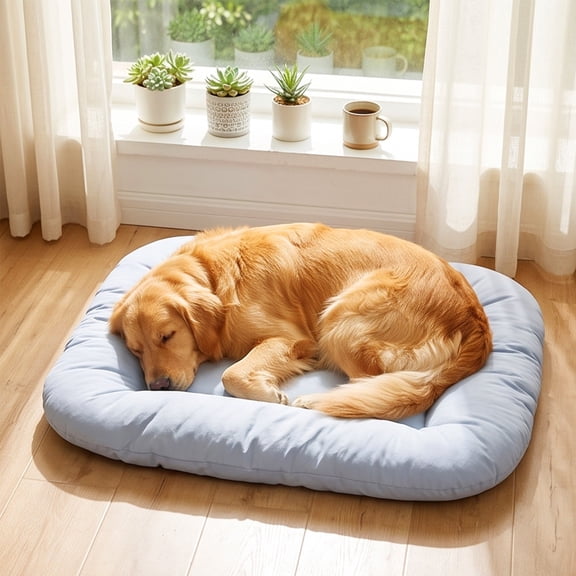 Pet Bed Mat for Dogs Cats Soft Fuzzy Cozy Sleeping Pad Breathable Pet Cushion for Crate Kennel Sofa Floor Indoor Use Small Medium Large Animals, Dog Bed Mat, Enclosed Dog Bed, Blue, L