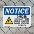 thumbnail image 5 of (2 Pack) Danger Secondary Power Source OSHA Notice Sign 10 Inch X 7 Inch Plastic Sign, Weather Resistant, UV Protected for Workplace, Business, and Construction Site, Made in the USA, 5 of 8