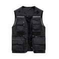 thumbnail image 2 of LEKWK Mens Utility Vest Sleeveless Multi Pocket Fishing Vest Lightweight Mesh Lined Outdoor Work Travel Photography Safari Casual Tops Shirts Black L, 2 of 4
