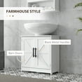 thumbnail image 4 of HOMCOM Farmhouse Pedestal Sink Storage Cabinet, Freestanding Bathroom Sink Cabinet with 2 Barn Doors and Adjustable Shelf, White, 4 of 9