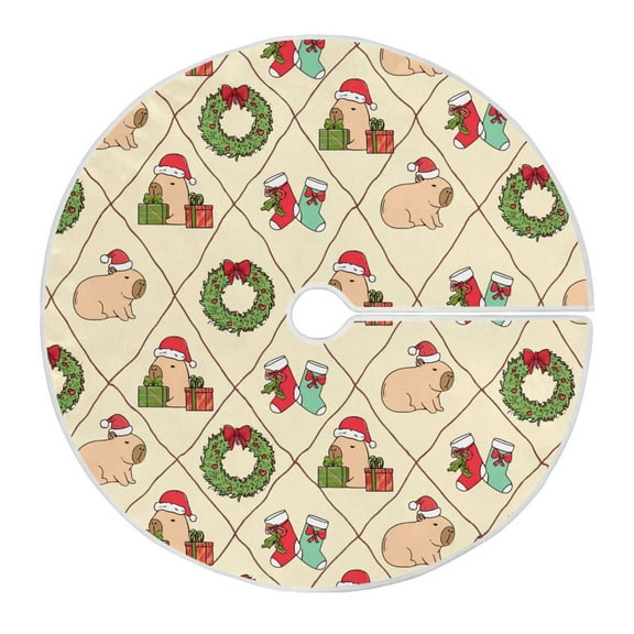 Ryvnso Christmas Tree Skirt Capybara Christmas Xmas Tree Skirts Ornament Home Decorations 35.4"