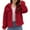 Red, variant on Yigetop Cropped Fleece Jacket Women, Women's Solid Fleece Jacket Fuzzy Cropped Sherpa Jacket Button Down Drop Shoulder Crop Teddy Coat Zip Up Jacket Blue L