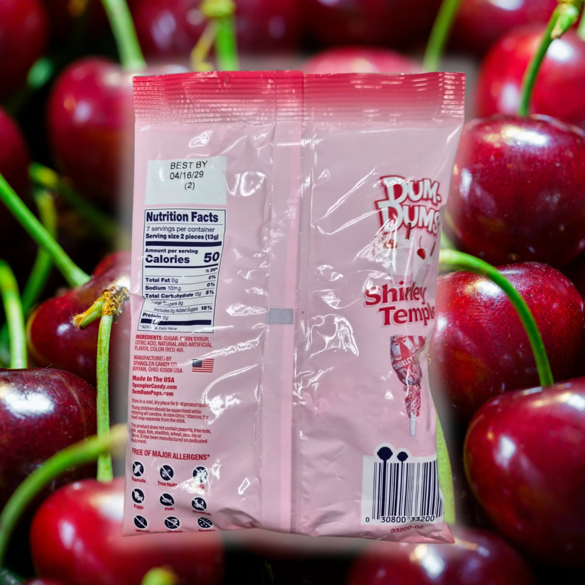 Dum Dums Shirley Temple Flavored Lollipops, Cherry Citrus Candy Party Favor Stocking Stuffer Treats, 3.5 oz Bags, Pack of 2