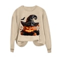 thumbnail image 6 of BRGZLK Halloween Witch Sweatshirts Women 2026 Fall Novelty Crew Neck Horror Season Long Sleeve Lightweight Warm Comfort Soft Pullover Tshirt for Party Khaki C L, 6 of 6