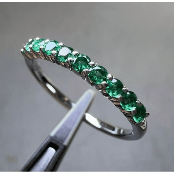 Dainty Emerald Stacking Eternity Ring Minimalist Ring Emerald Ring Simple Ring Silver Ring Gift for Her Delicate Ring Eternity Band