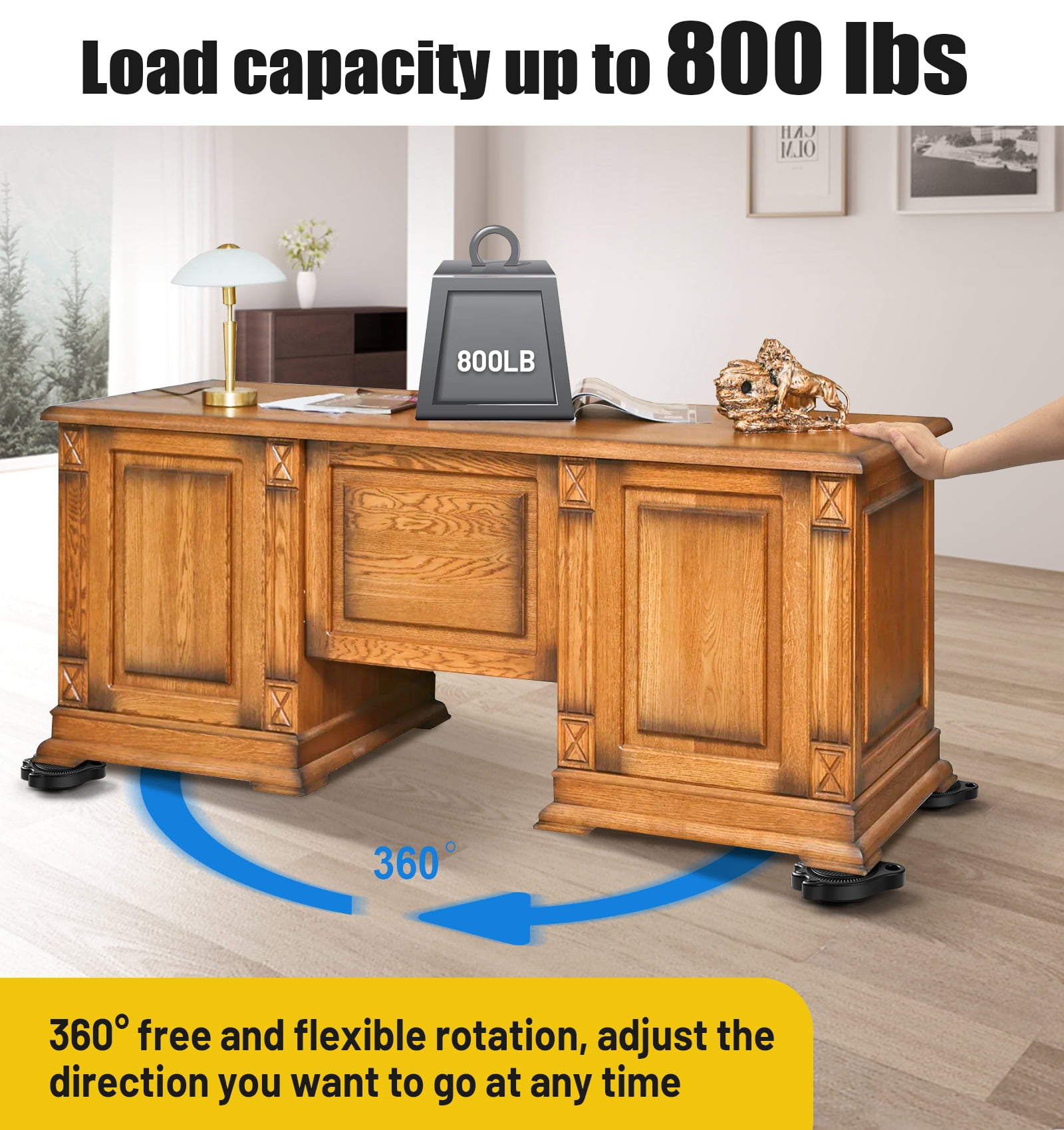 Furniture Lift Mover Tool Set - Furniture Movers Can Withstand Up to 800 Ibs, 360°Sliding Function, Furniture Lifter Have Self-Adjusting Bases， Heavy Item Furniture Moving Tool Without Falling
