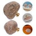thumbnail image 2 of LOLIPPYY 2-Pack Cabinet Handles with Natural Stone Drawer Knobs and Brass Base - Unique Irregular Rock Pulls for Rustic Furniture Decoration, 2 of 7