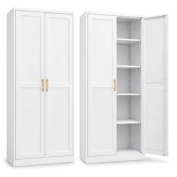 Metal Kitchen Pantry Storage Cabinet with Doors and 4 Shelves, 71 Inch Tall