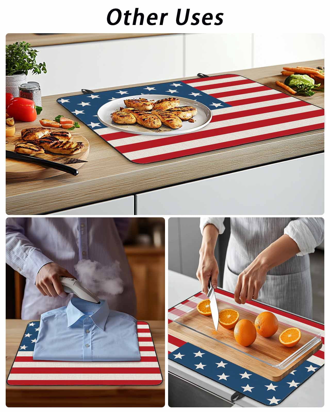 Stove Top Covers for Electric Stove, 4th of July Glass Stovetop Cover Protector, Red Stripes Independence Day Induction Cooktop Protector Oven Mat for Kitchen Countertop 24"x21"